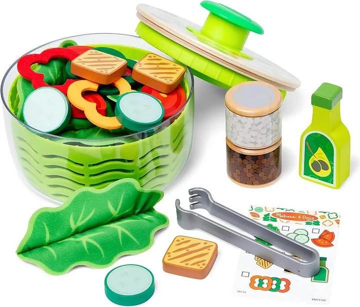 Melissa & Doug Salatschleuder-Spielset, Spielzeugessen für Jungen und Mädchen ab 3 Jahren