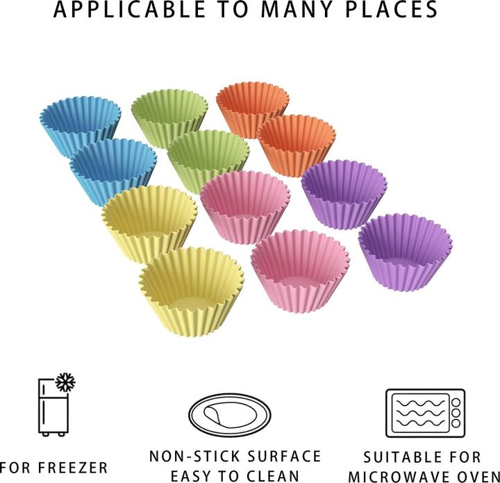 Produktbild Intirilife 12 Stück Silikon Muffinformen (4.50 cm)