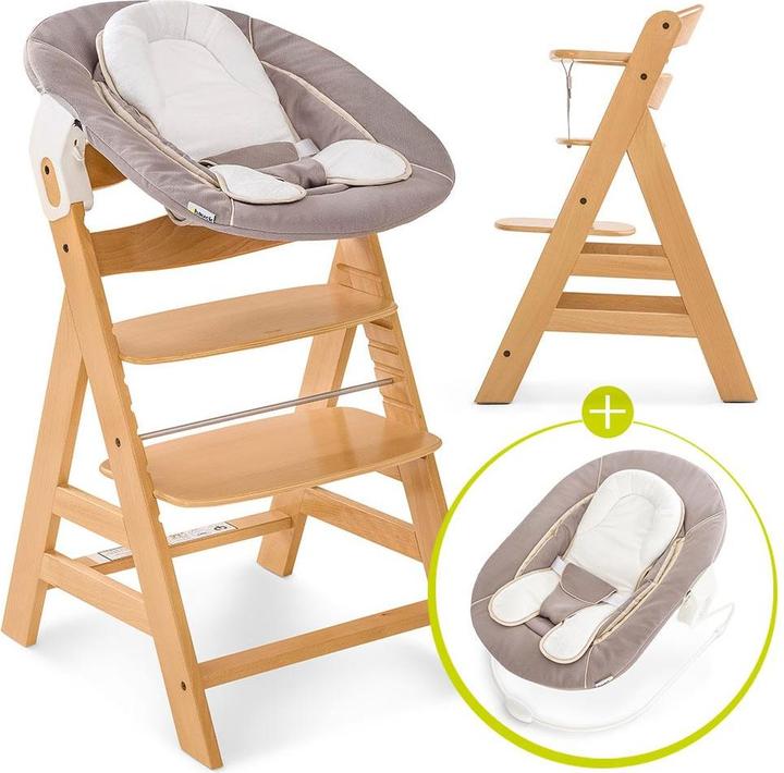 Actual product image Hauck Highchairs Alpha Plus Nature Newborn Set - 3-piece highchair (Highchair)