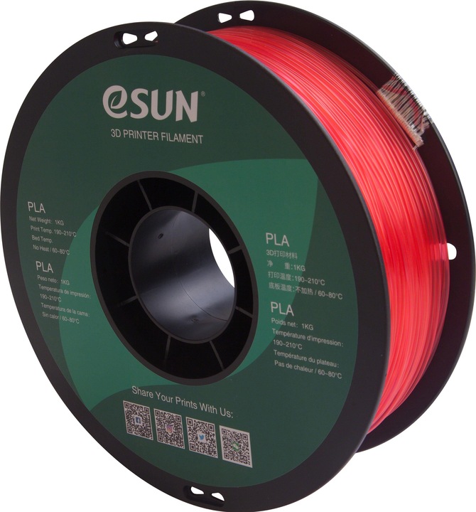 Produktbild eSUN PLA Rot Transparent Filament 1.75mm 1Kg (PLA, 1.75 mm, 1000 g, Rot)