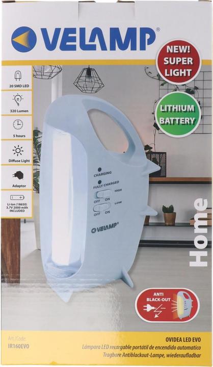 Produktbild Velamp Ovidea Led Evo Wiederaufladbare Anti-Black-Out Lampe (320 lm)