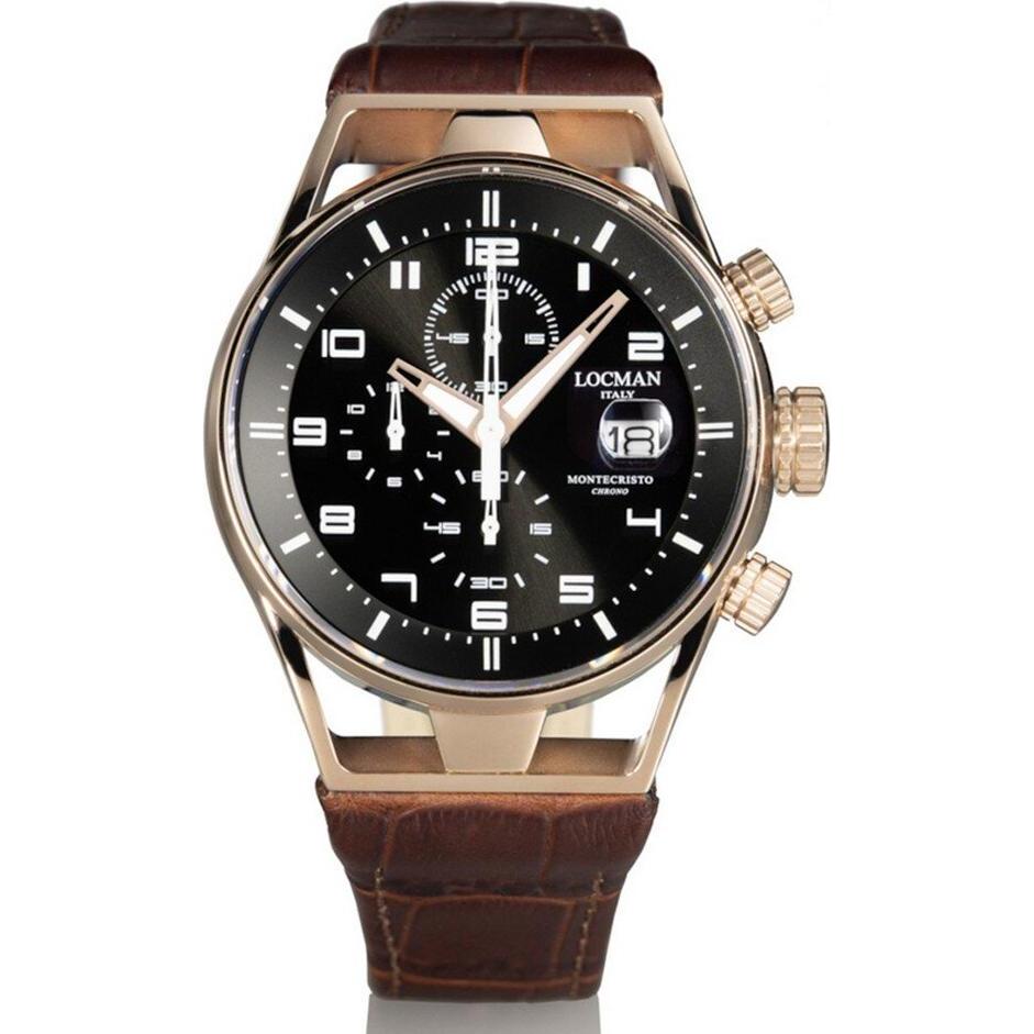 Locman, Armbanduhr, Herrenuhr "Montecristo Chrono 41 mm Ref. 0542", Braun, (Chronograph, 41 mm)