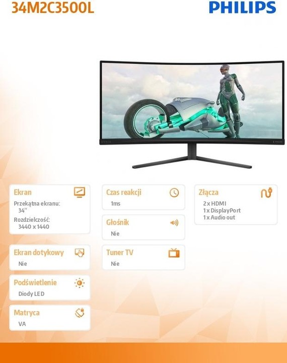 Produktbild Philips Evnia 34M2C3500L (3440 x 1440 Pixel, 34")