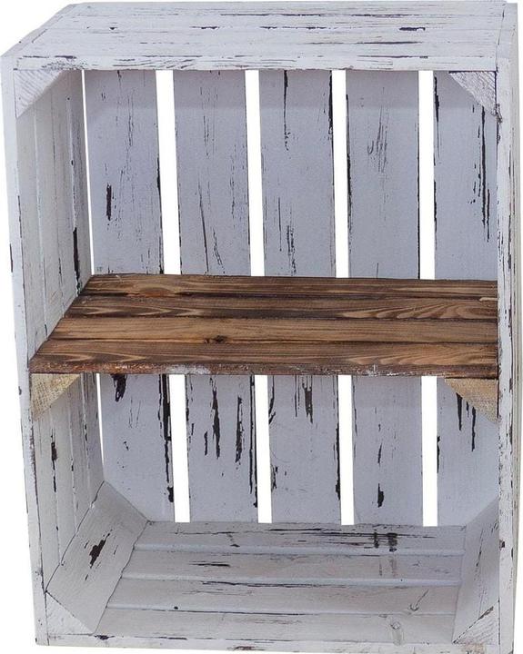 Immagine prodotto Holz Zollhaus Holzharasse mit Zwischenboden Weiss, geflammt (40 x 50 x 30 cm)