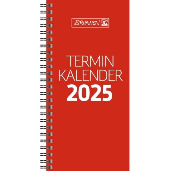 Thumbnail - Brunnen, Agenda, Vormerkbuch 780 10x20,7cm 1 Woche/2 Seiten Karton-Umschlag rot 2025 (Deutsch)