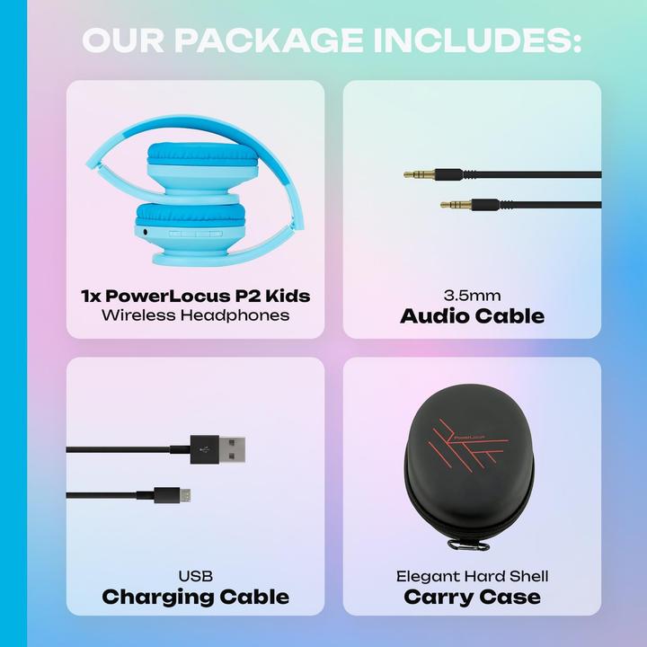 Produktbild PowerLocus Wireless Headphones for kids P2 (blue)