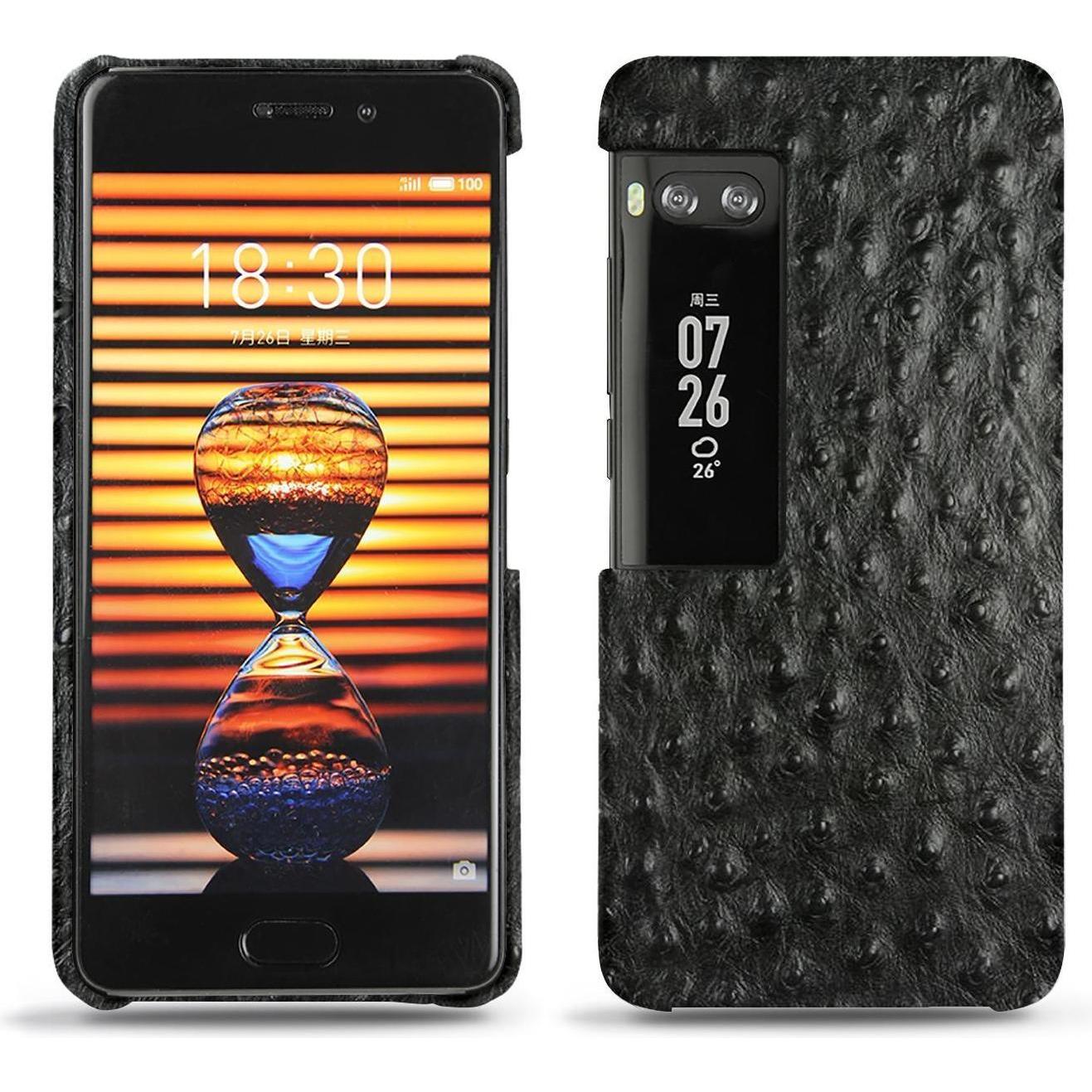 Noreve Lederschutzhülle (Meizu Pro 7 Plus), Smartphone Hülle, Schwarz