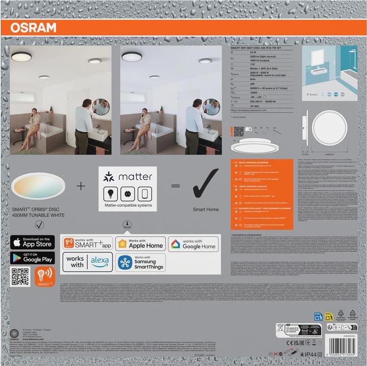 Produktbild Osram SMART+ Matter Orbis Disc IP44 400mm Tunable White (1900 lm)