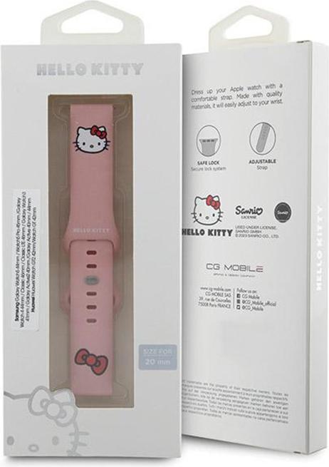 Productafbeelding Hello Kitty Pasek Uniwersalny HKUWMSCHBLP Siliconen Kitty Hoofd różowy/roze band 20mm (20 mm, Siliconen lint)