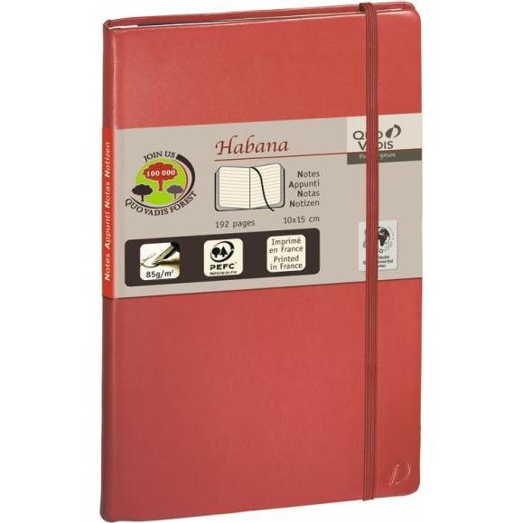 Quo Vadis, Heft + Block, Notizbuch Habana 160x240mm liniert rot (Blanko)