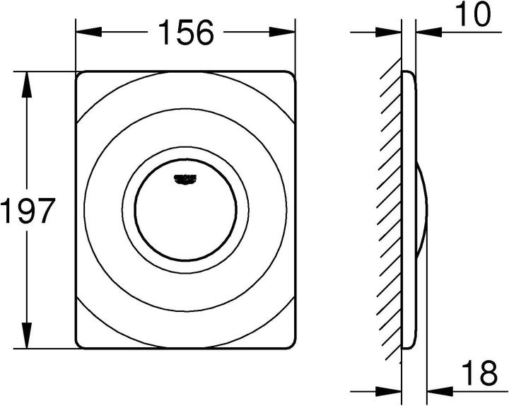 Produktbild Grohe Surf Betätigungsplatte, senkrechte und waagerechte Montage, alpinweiss