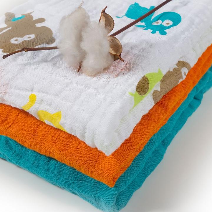 Produktbild Makian Mullwindeln & Mulltücher Mullwindel / Mulltuch 3er Pack 80 x 80 cm - Türkis (80 cm, 80 cm)