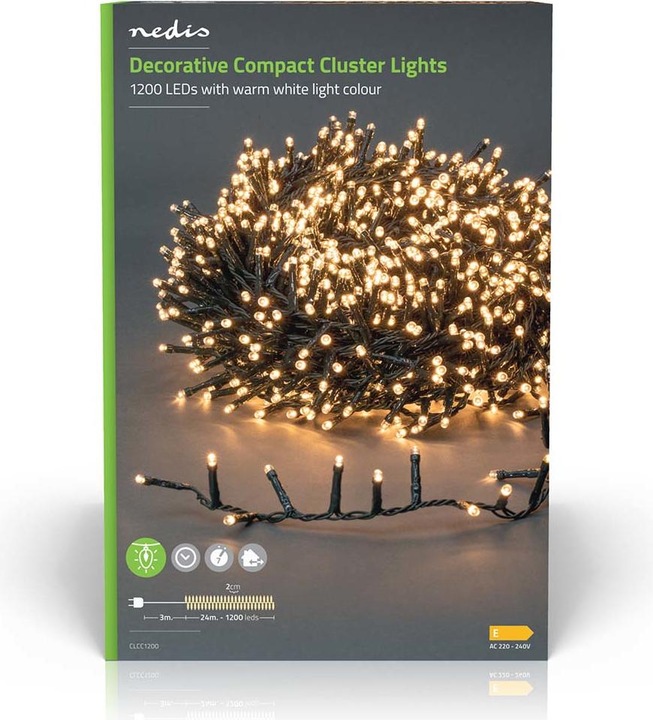 Immagine prodotto Nedis Luci decorative | Gruppo compatto | 1200 LED Bianco caldo | 24 m | Effetti di luce: 7 | Interno (24 m)