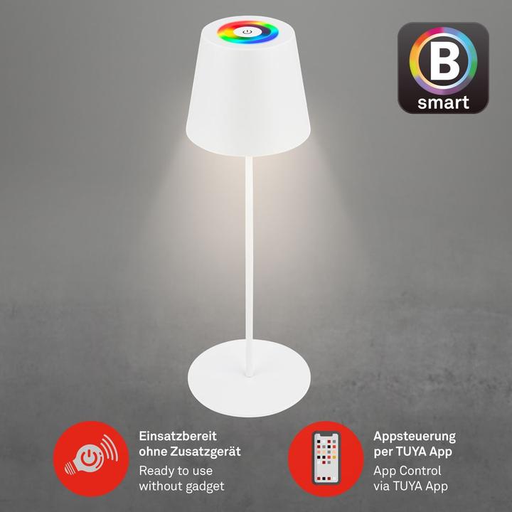 Image du produit Briloner COLORIS Smart Bluetooth RGB/W Lampe de bureau LED rechargeable, Blanc, App (300 lm)