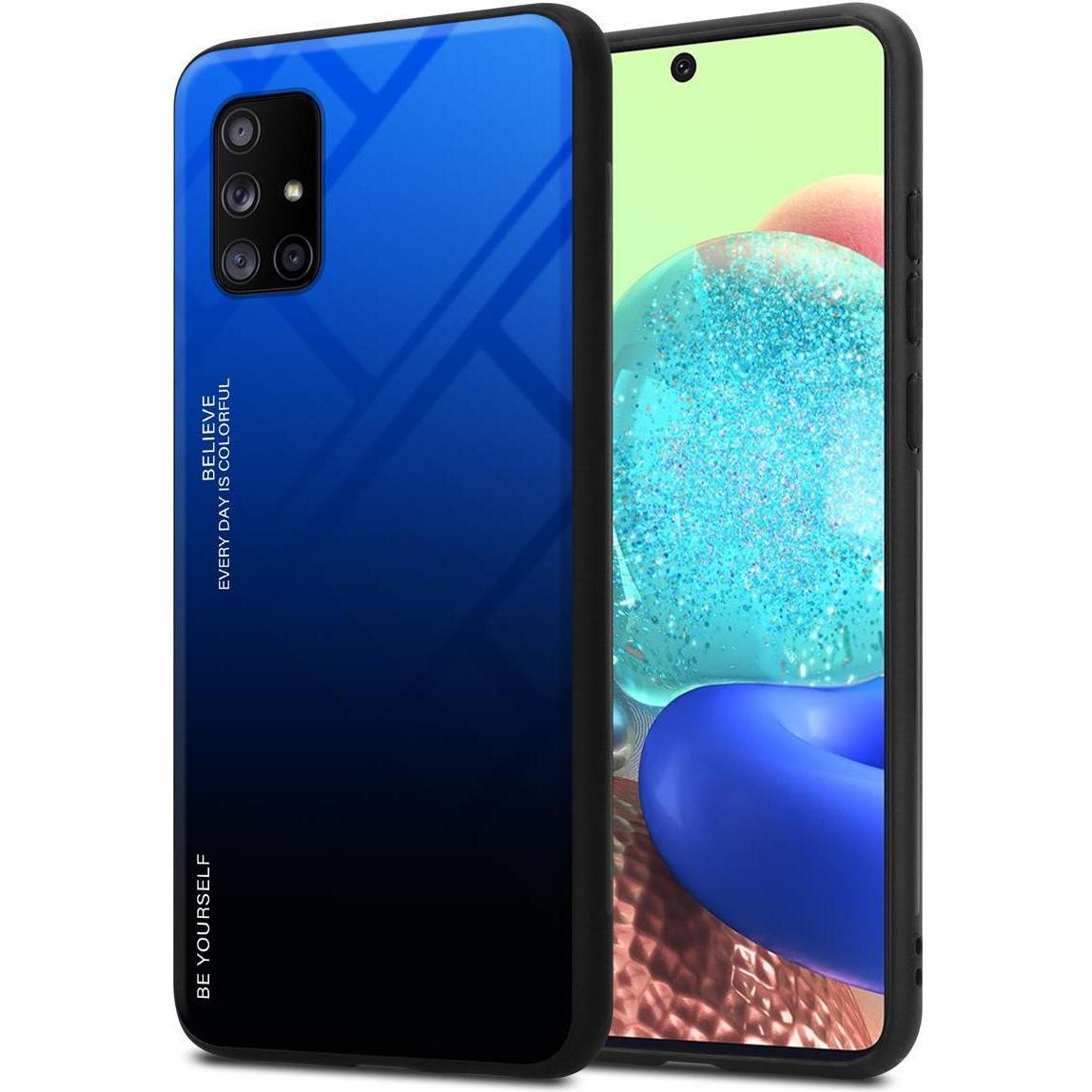 Cadorabo TPU 2 Farben Glas Cover (Samsung Galaxy A71 5G), Smartphone Hülle, Schwarz