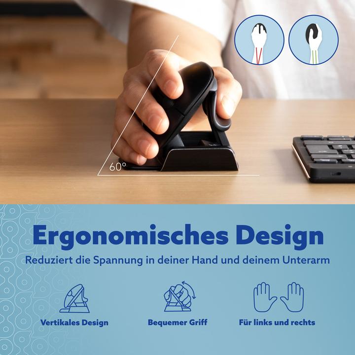 Produktbild R-Go Tools R-Go Maus Twister ergonomisch beidhändig USB u. Bluetooth sw (Kabelgebunden, Kabellos)