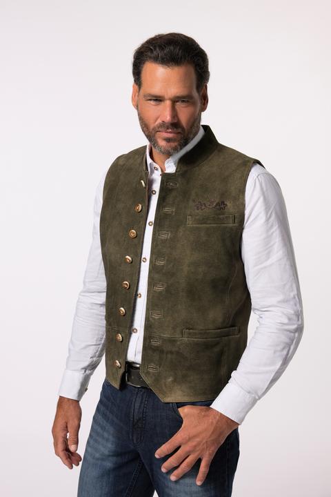 Immagine prodotto JP1880 Gilet in tradizionale stile Tracht di pelle scamosciata di capra con colletto alto (54)