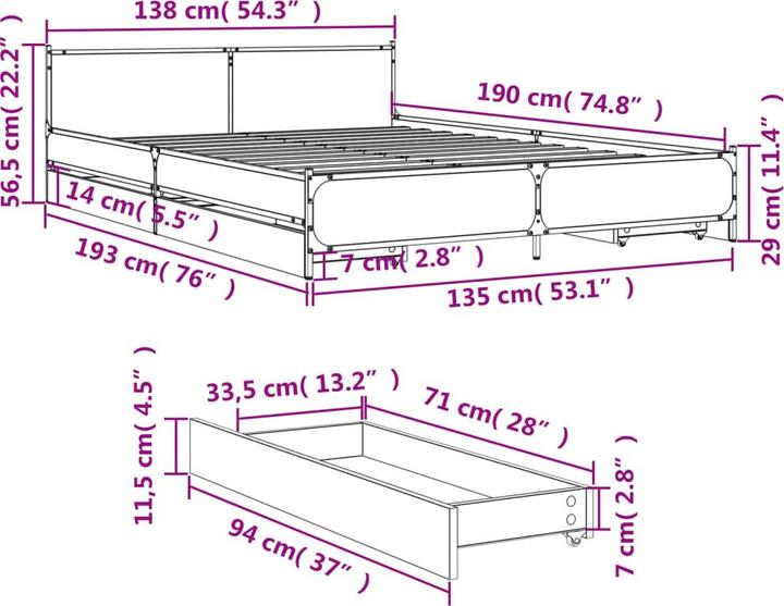 Image du produit vidaXL Bettgestell (135 x 190 cm)