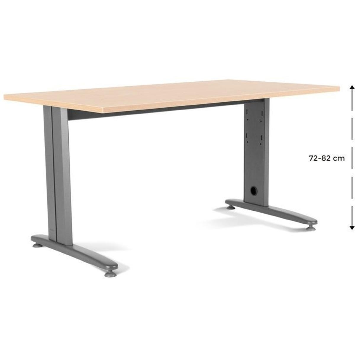 Rocada, Schreibtisch, Schreibtisch Metal BxTxH 160x80x72cm Platte einstellbar Gestell grau Platte Melamin buche (160 x 8...