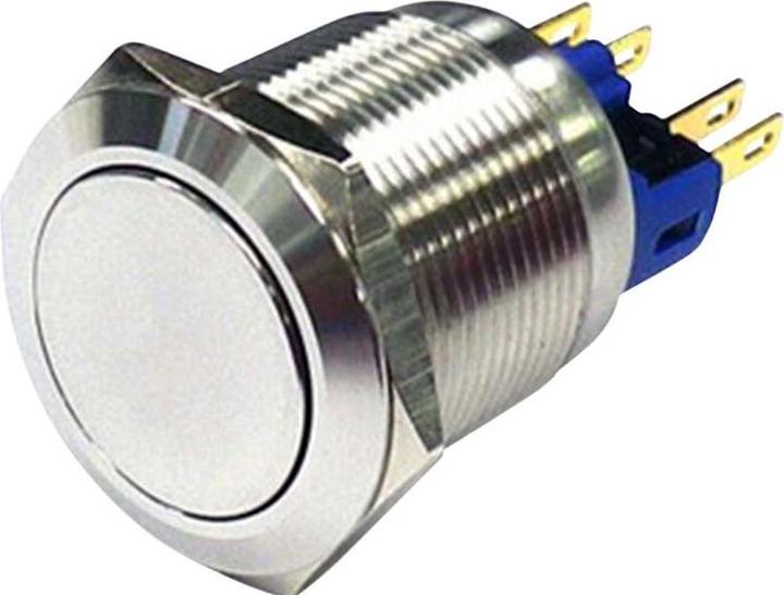 RND Components Vandal resistant pushbutton, 1 NC / 1 NO contact, push-button end, IP65, flat blade, 2.8 x 0.5 mm