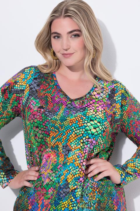 Produktbild Ulla Popken Shirt, Schlangenmuster, A-Linie, V-Ausschnitt, Langarm (46, 48)