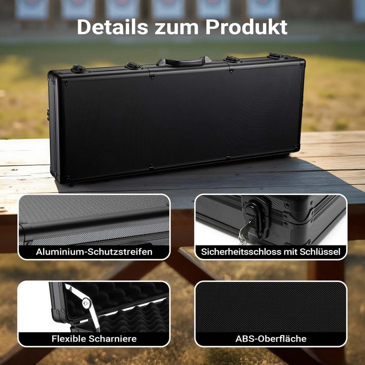 Actual product image Wiltec Black Gun Case with Burl Foam Padding and 4 Locks, for Rifles & Guns 84x34.5x11.7cm