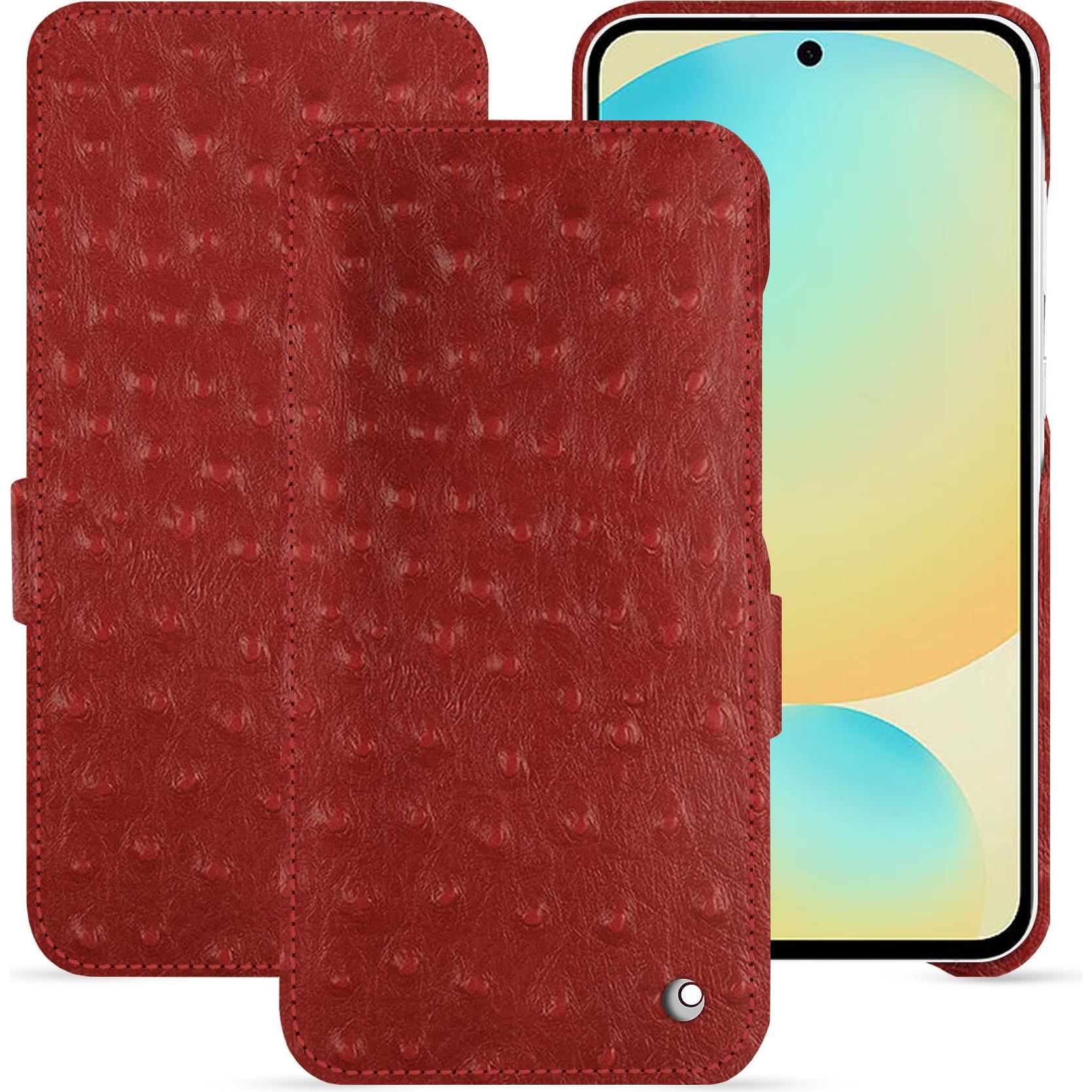 Noreve Lederschutzhülle horizontal (Samsung Galaxy S24 FE), Smartphone Hülle, Rot