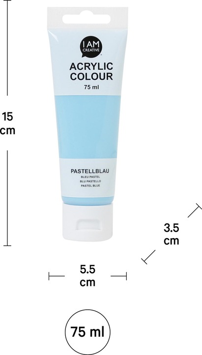 Produktbild I Am Creative Basic Acryl, Acrylfarbe auf Wasserbasis, 75 ml (Pastellblau, 75 ml)