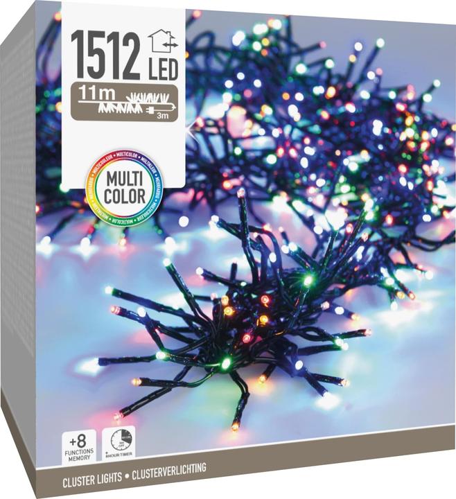 Koopman LED-Clusterlichterkette Büschel bunt, 1512 LEDs, schwarzes Kabel, Innen/Aussen, 14m (14 m)