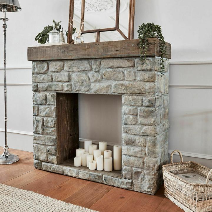 Produktbild Loberon Kaminkonsole Evreux antikgrau (125 x 50 x 110 cm)