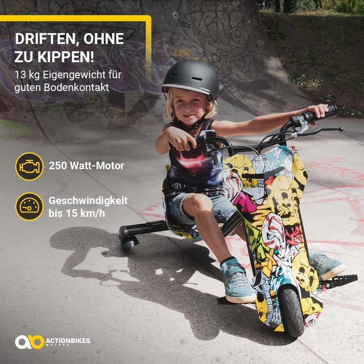 Actual product image Actionbikes Motors Electric Drift Trike 360 Drift Scooter for Kids Vehicle Tricycle Driftscooter (Black)