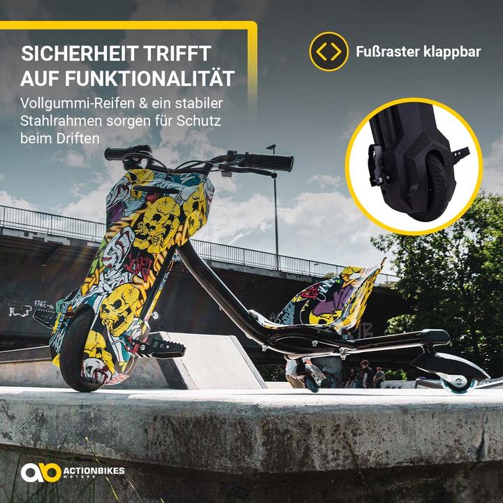 Actual product image Actionbikes Motors Electric Drift Trike 360 Drift Scooter for Kids Vehicle Tricycle Driftscooter (Black)