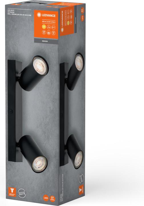 Actual product image Ledvance LED SPOT OCTAGON BLACK 2x3.4W 927 DIM (460 lm, GU10)
