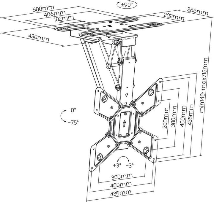 Produktbild myWall Motorisierter & klappbarer Deckenhalter für Flachbildschirme (Decke, 65")