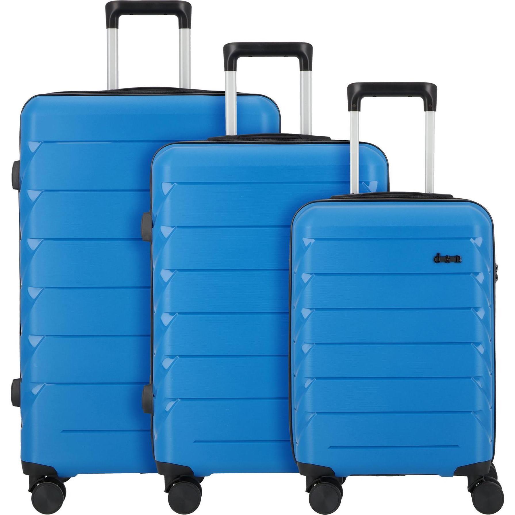 D&N, Koffer, Travel Line 4100 4 Rollen Kofferset 3-teilig, Blau, (172 l, XL (ab 115l))