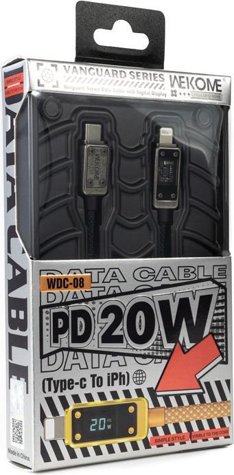 Actual product image Wekome WDC-08 Vanguard-Serie – USB-C-zu-Lightning-Schnelllade-PD-Verbindungskabel 20 W 1 m (trüb) (1 m, 20 W)