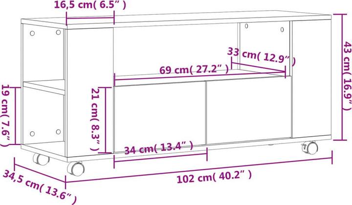 Produktbild vidaXL TV-Schrank (102 x 34.50 x 43 cm)