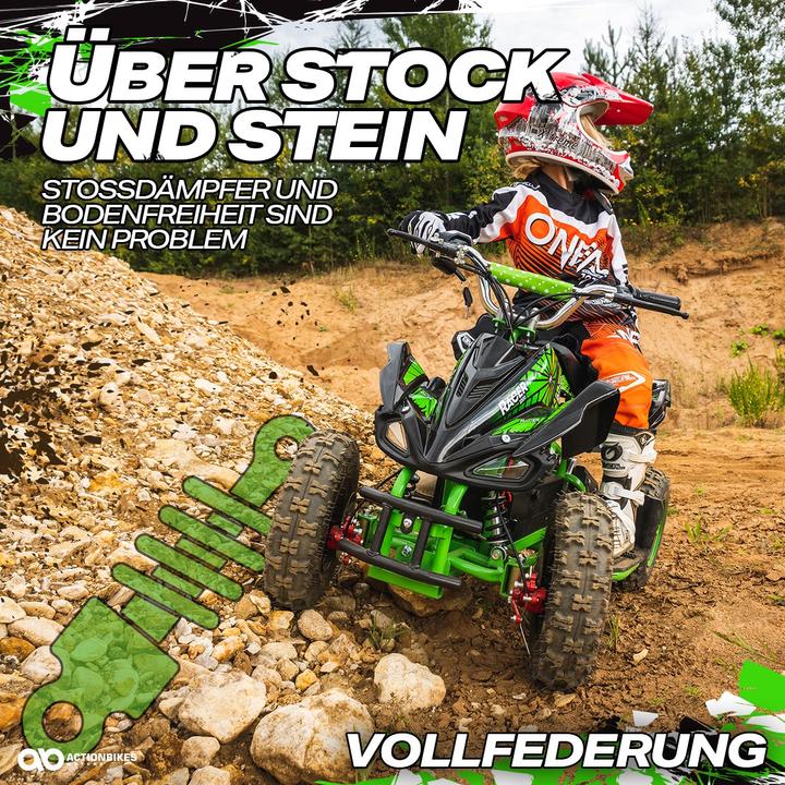 Produktbild Actionbikes Motors Elektro Quad Miniquad Kinder Racer 1000 Watt Pocket Kinderquad Pocketbike ATV (Schwarz Rot)