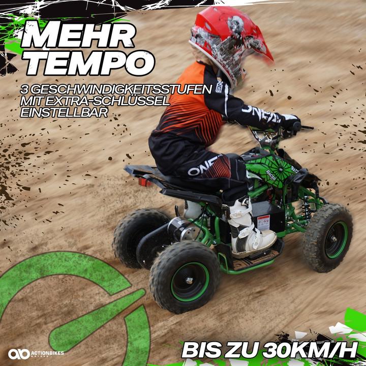 Produktbild Actionbikes Motors Elektro Quad Miniquad Kinder Racer 1000 Watt Pocket Kinderquad Pocketbike ATV (Schwarz Rot)