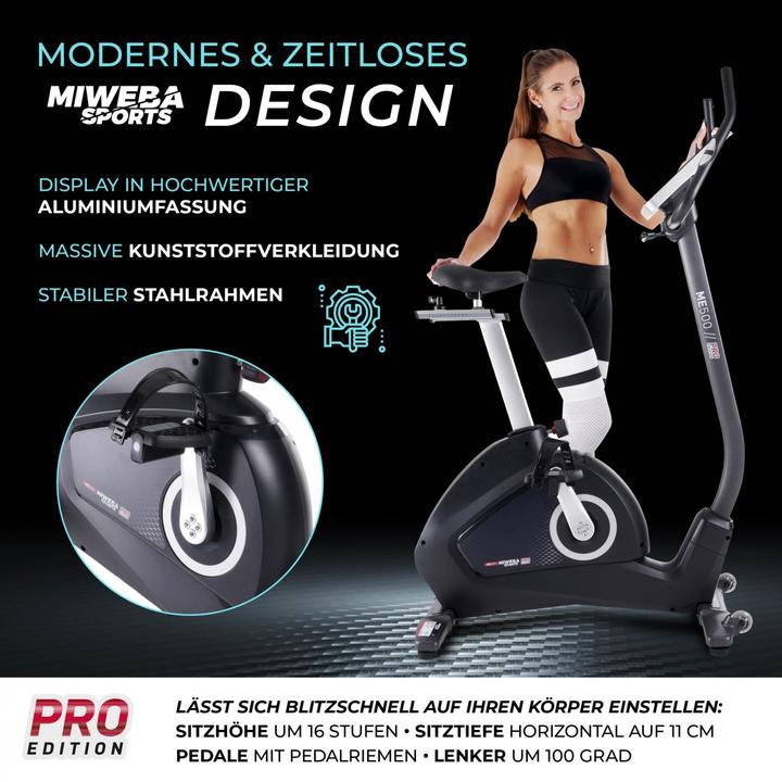 Actual product image Miweba Sports Ergometer ME500 Home Trainer Trim Bike Indoor Cycling Home Cardio (Black)