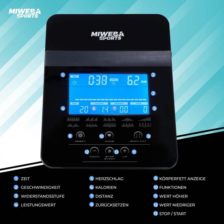 Actual product image Miweba Sports Ergometer ME500 Home Trainer Trim Bike Indoor Cycling Home Cardio (Black)