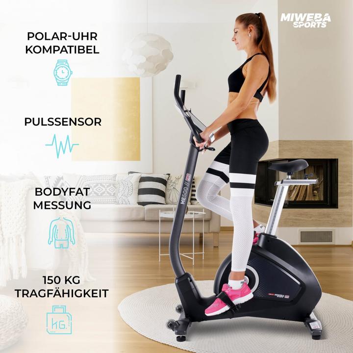 Actual product image Miweba Sports Ergometer ME500 Home Trainer Trim Bike Indoor Cycling Home Cardio (Black)