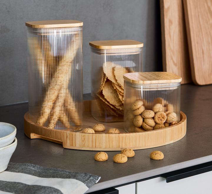 Actual product image Zeller Present Vorratsglas mit Bambusdeckel eckig 1500 ml 10x10x20.5 cm (1.50 l)