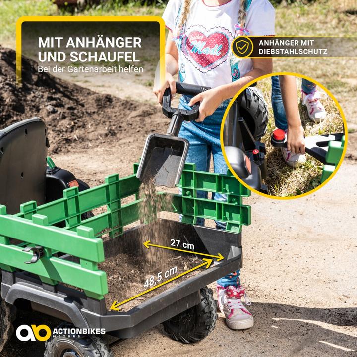Produktbild Actionbikes Motors Elektro Kindertraktor mit Anhänger Trecker Kinder Traktor mit Motor elektrisch (Rot/Schwarz)