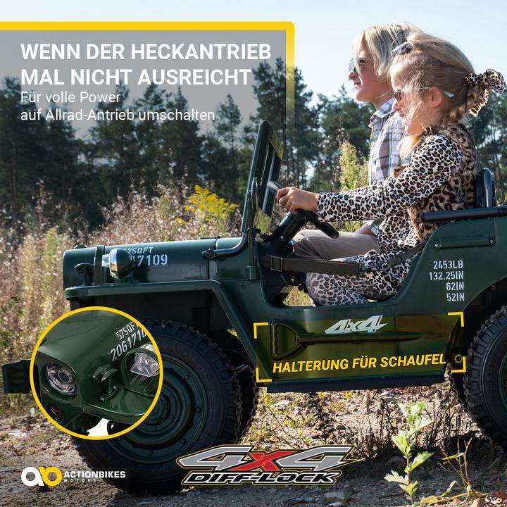 Produktbild Actionbikes Motors Jeep Willys Kinder Elektroauto Kinderauto Geländewagen elektrisch SUV Allrad 4x4
