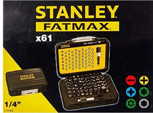 Produktbild Stanley BitSortiment, 1/4”, 61teilig, mit magnetischem Bithalter (Innensechskant, Kreuz Pozidriv PZ, Schraubschlitz)