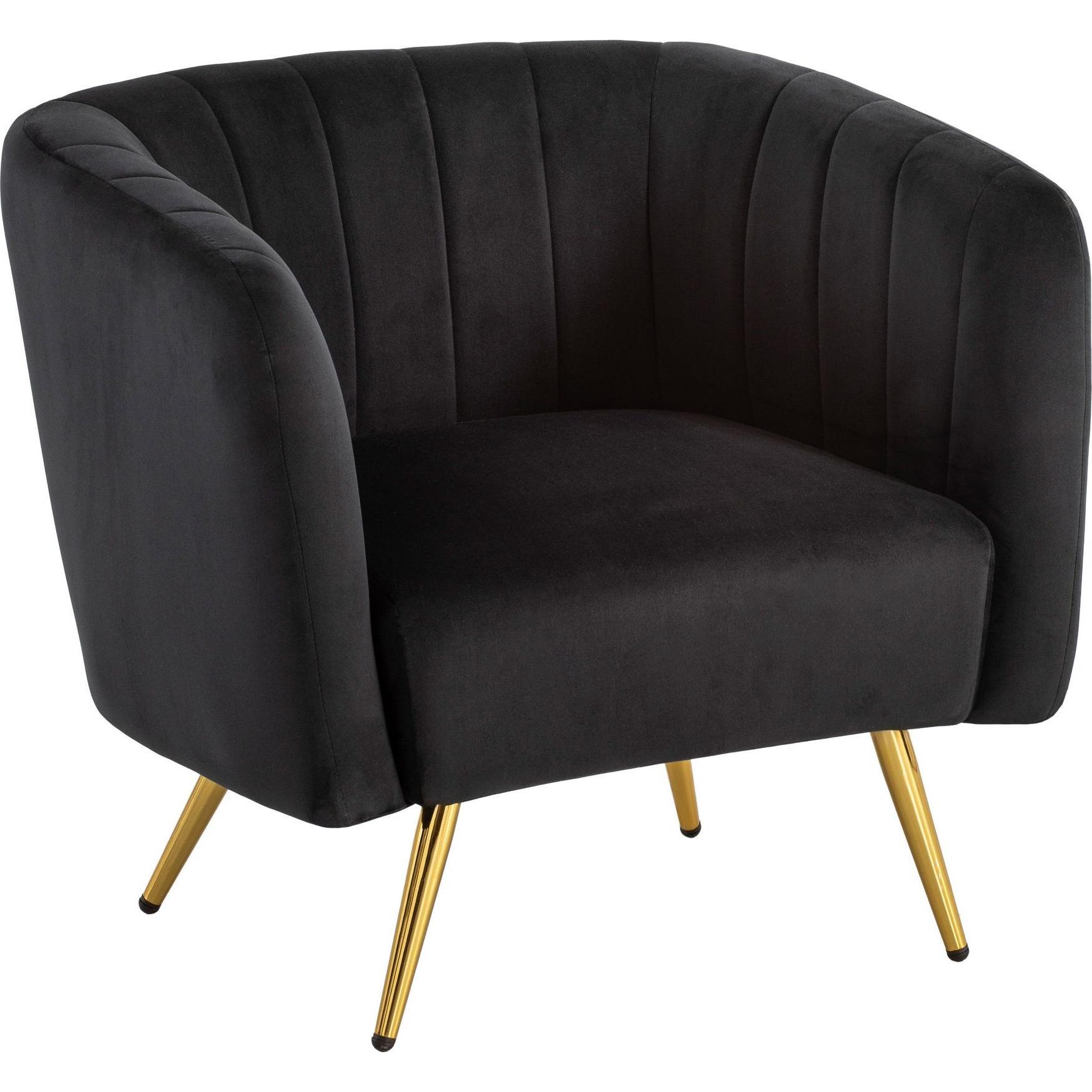 FineBuy, Sessel, Loungesessel Clubsessel Samt Metall Schwarz Cocktailsessel Schalenstuhl