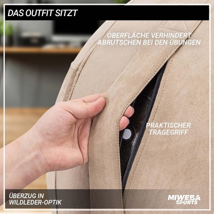 Produktbild Miweba Sports 4in1-Gymnastikball-Set Sitzball Ballschale Bezug Yoga Fitnessball (Beige) (65 cm)