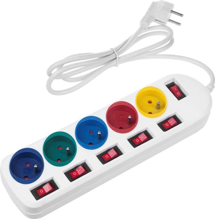 Produktbild Maclean MacLean-Versorgungsleitung, 5-Stufenverlängerer, mit Schaltern 250VAC/10A, 1,5 m, MCE204 M/W (5x, CEE 7/4, 1.50 m)