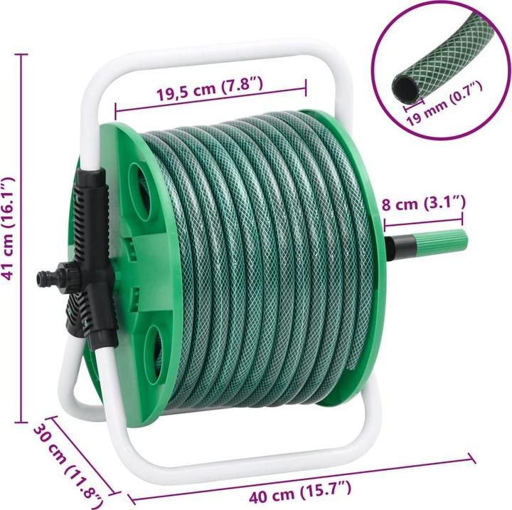 Immagine prodotto vidaXL Avvolgitubo autoportante con set di raccordi per tubi da 0,75" 20m (20 m)